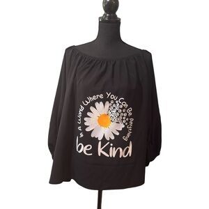 Chic Black 'Be Kind' Off-Shoulder Blouse